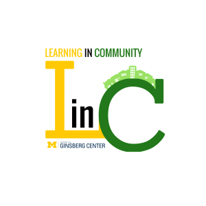 Logo for the Ginsberg Center's Learning in Community workshop series