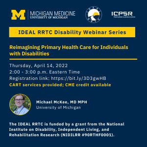 IDEAL RRTC Disability Webinar Series: Reimagining Primary Health Care for Individuals with Disabilities