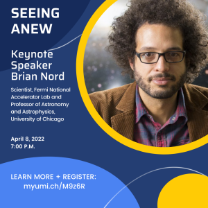 Event poster with title and image of keynote speaker, Dr. Brian Nord.