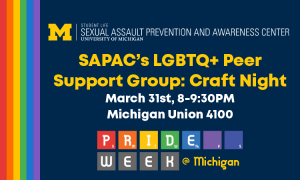 SAPAC LGBTQ+ Peer Led Support Group Craft Night Flier