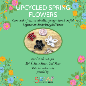 Poster advertising upcycled flowers workshop