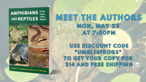 Cover of the book with the text "Meet the Authors: Amphibians and Reptiles of the Great Lakes Region"