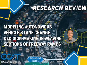 Promotional Image for the CCAT Research Review with Brian Lin. It features Brian's headshot and a photo of highway traffic.