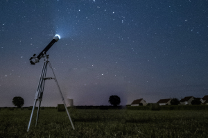 Telescope with night sky background.