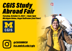 Join us for the CGIS Study Abroad Fair on October 11, 2022