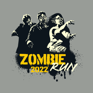 Illustrated zombies running with text overlay that says "Zombie Run 2022"
