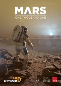 Mars 1001 presentation poster with astronaut looking out on the planet Mars. This film explores what humans might face as we take our first manned journey to Mars.