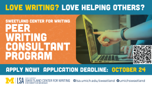 Peer Writing Consultant Program flyer