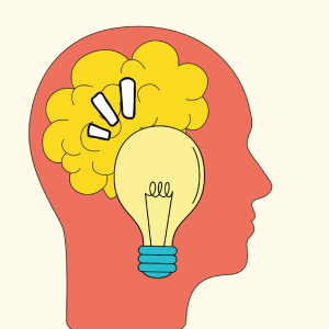 brain and lightbulb inside human head