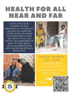 Health for All Near and Far Film Screening with Commentary Flier