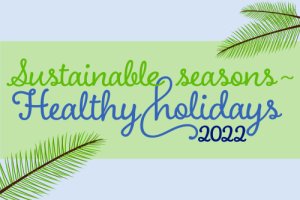 Pine bough graphic promotes Sustainable Seasons - Healthy Holidays 2022