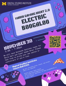 Flyer depicting a nintendo switch and two pro controllers.