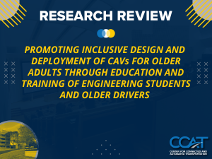 Promotional Image for the CCAT Student Poster Session. It features a picture of a lecture hall, the U-M Transportation Research Institute, and the CCAT logo.