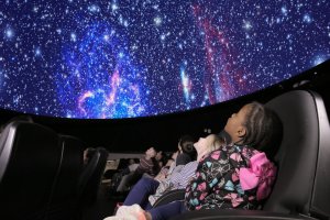 Kids viewing planetarium show