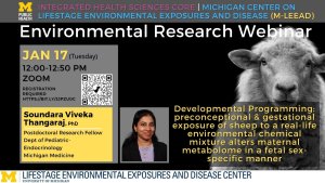 01/17/2023 Environmental Research Webinar "Developmental Programming: preconceptional & gestational exposure of sheep to a real-life environmental chemical mixture alters maternal metabolome in a fetal sex-specific manner"