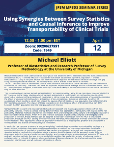 Flyer for Using Synergies Between Survey Statistics and Causal Inference to Improve Transportability of Clinical Trials