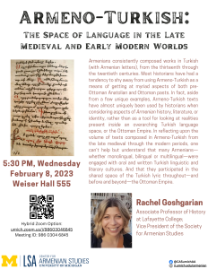 CAS Lecture | Armeno-Turkish: The Space of Language in the Late Medieval and Early Modern Worlds
