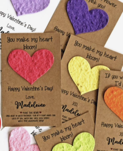 Valentine's made with seed paper of various colors