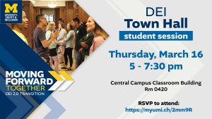 Invitation to the town hall student session.
