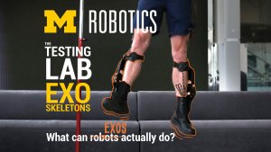 Two legs jumping while wearing ankle exoskeletons.