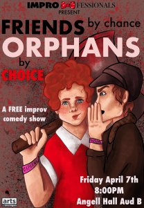 A brown background with red accents shows Oliver Twist whispering in Annie's ear. They are wearing matching orphan friendship bracelets