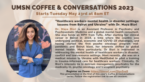 Dr. Maya Bizri conversation series flier