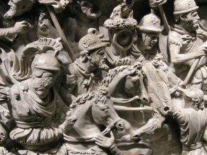 Marble carving with soldiers from Graeco-Roman world