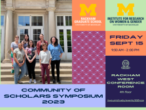 Group photo of the 2023 Community of Scholars fellows on the steps of Lane Hall.
