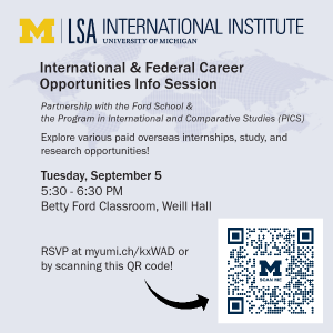 International and Federal Career Opportunities Info Session: Funding, Awards, and Scholarships for Ford and PICS students!