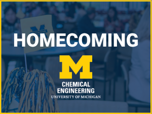 Alt text: Chemical Engineering logo and text that reads "Homecoming"