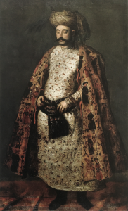 Portrait of Naqd ‘Ali Beg. Richard Greenbury. 1626. Oil on canvas. L: 83 7/8 in. (213 cm), W: 51 in. (129.5 cm). London, British Library (F 23)