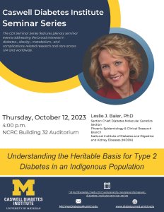 Photo of Leslie J. Baier along with talk title