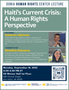 Donia Human Rights Center Lecture | Haiti's Current Crisis: A Human Rights Perspective