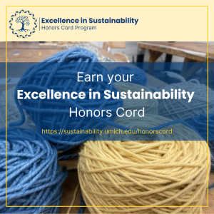 maize and blue yarn background with program text over top