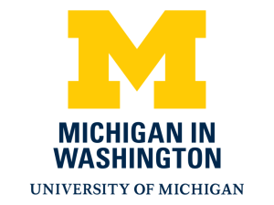 White background with U of M and Michigan in Washington Logos