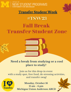 Fall Break Transfer Zone Flyer