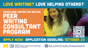 Peer Writing Consultant Program flyer