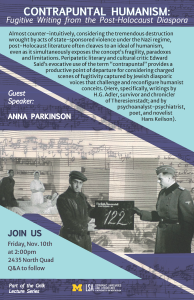 Program flyer with event details and historic photo with 5 figures