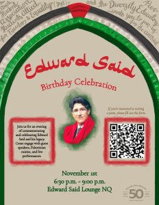 Edward Said Birthday Celebration Flyer