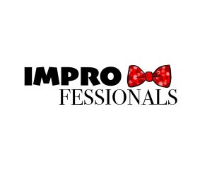 Impro-Fessionals Logo featuring a red polka-dotted bow tie