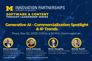 Header image reading "Generative AI-Commercialization Spotlight & IP Trends)