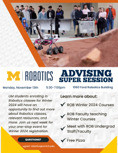 Robotics Advising Super Session on November 13th