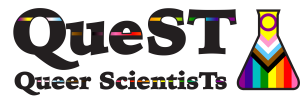 Quest Queer Scientists Logo (Beaker with Pride Flag)