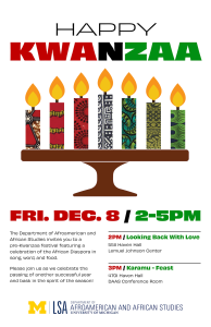 Promotional graphic for the DAAS Kwanzaa Festival