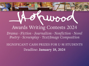 Hopwood Awards contest flyer with images of Hopwood Room