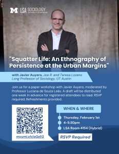 Flyer with Auyero workshop event details