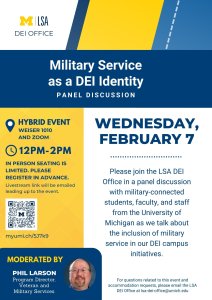 Military Service as a DEI Identity Panel flyer