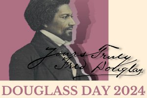 Frederick Douglass with his handwriting, "Yours Truly, Fred Douglass."