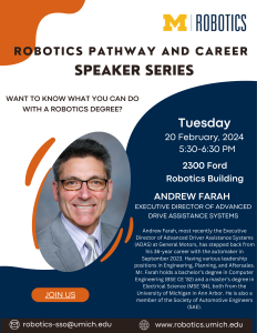 Flyer for Robotics Pathways and Careers Speaker Series