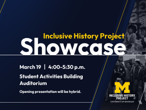Event flyer for the Inclusive History Project Showcase
